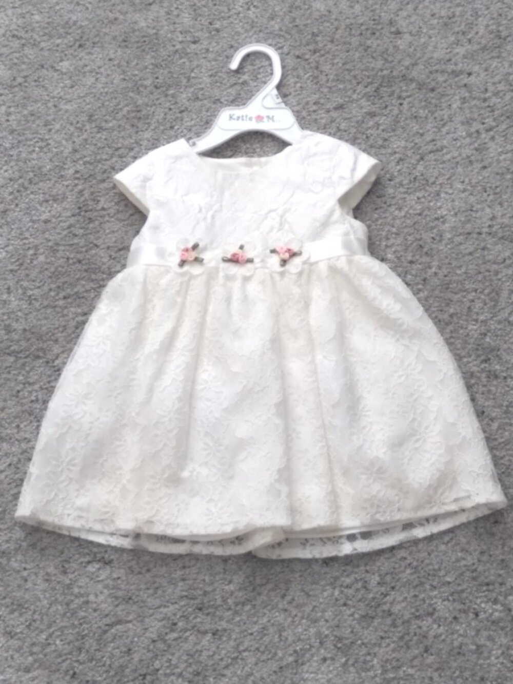 Katie M Baby Girl White Lace Flower Dress Size 18M Excellent Condition
